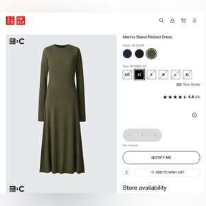 Uniqlo Merino Blend Ribbed Long-Sleeve Dress